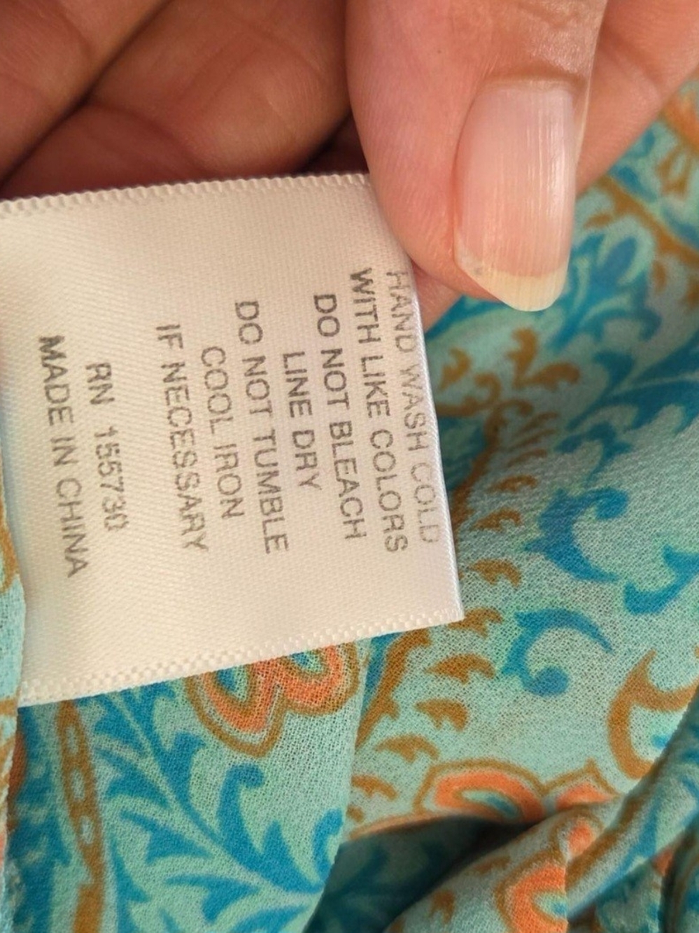 Rose & Olive Turquoise and Orange Paisley Smocked Peplum Blouse Size M - Picture 6 of 8